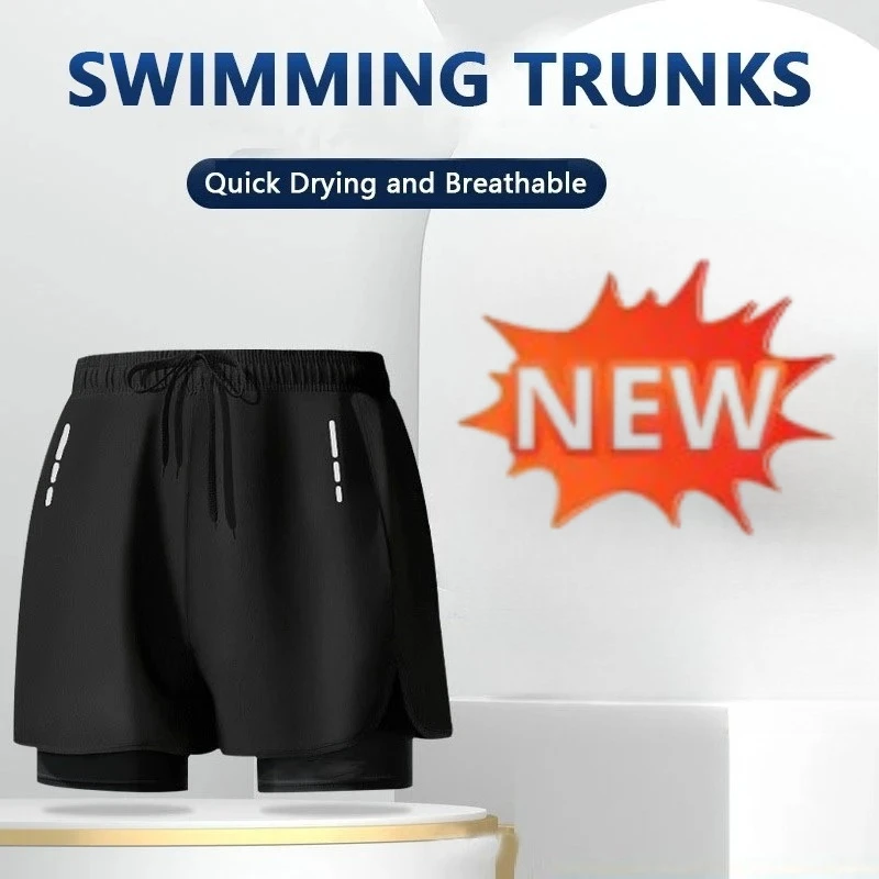 Swim Trunk Quick Dry - Men's 2‑in‑1 Swim Trunks Quick Dry