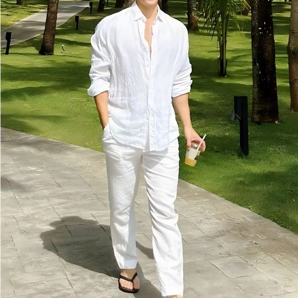 Linen Shirt Breathable - Beach Vacation Style Men's Cotton Linen
