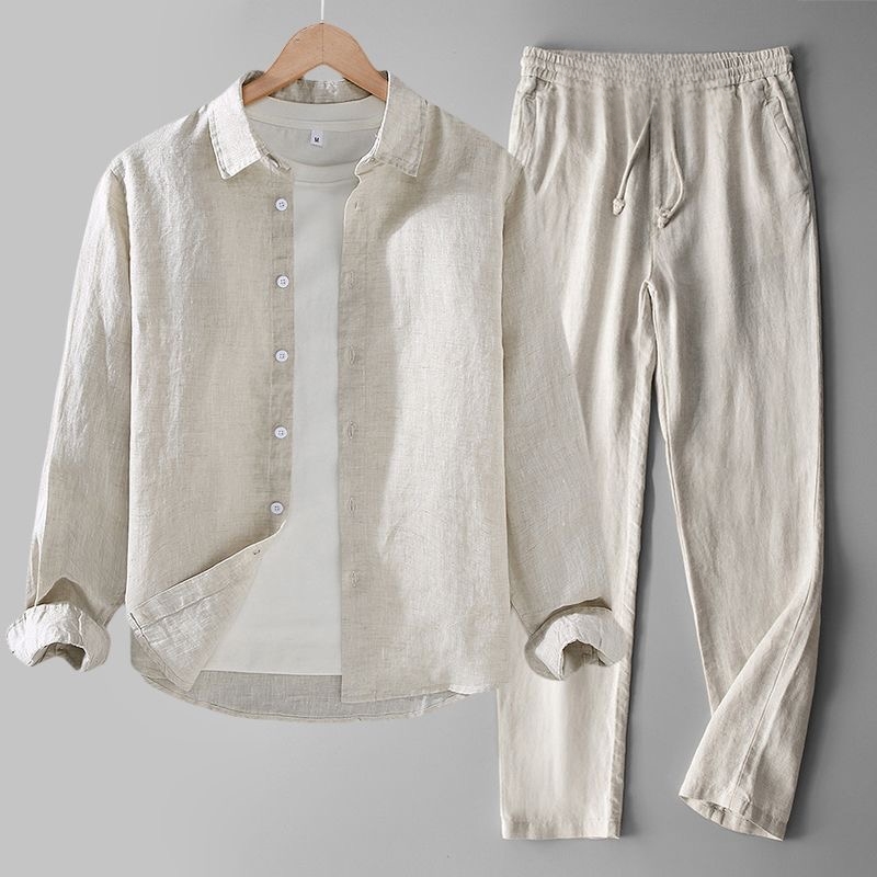 Spring New Men's Cotton Linen  - Linen Shirt Breathable recension och pris