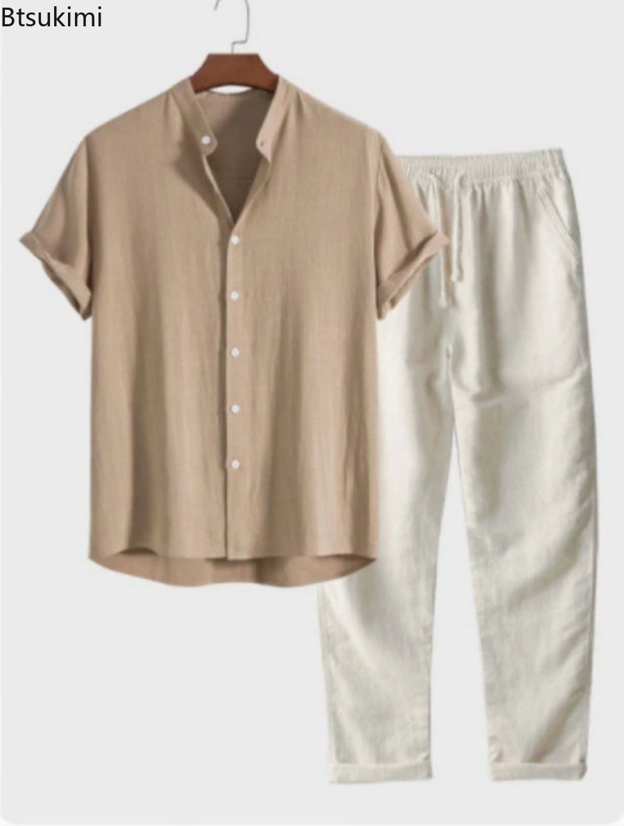 2026 Men's Fashion Solid Beach - Linen Shirt Breathable recension och pris