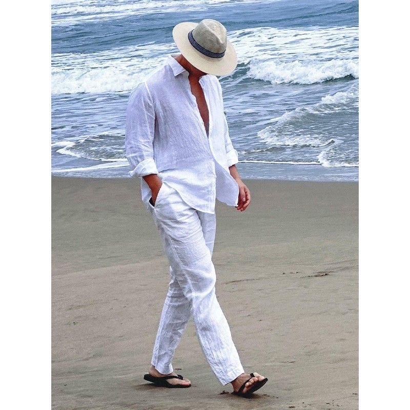 Beach Vacation Style Men's Cot - Linen Shirt Breathable recension och pris
