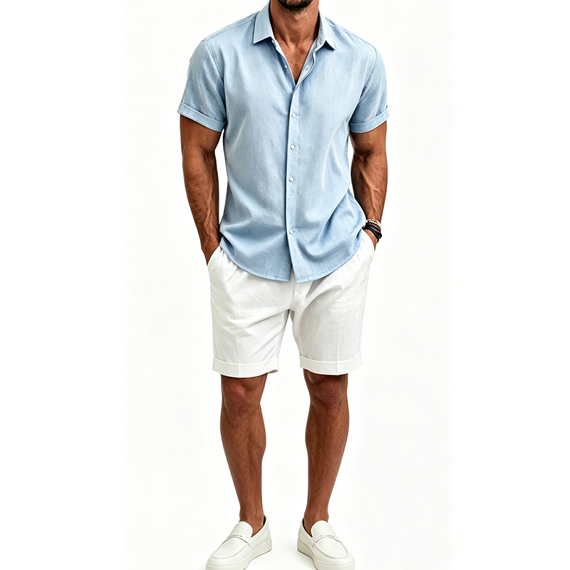 Men's  Cotton Linen Shirt Set  - Linen Shirt Breathable recension och pris