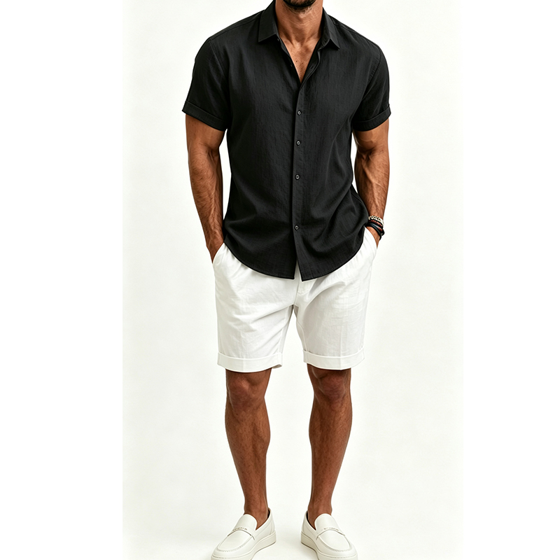 Men's  Cotton Linen Shirt Set  - Linen Shirt Breathable recension och pris