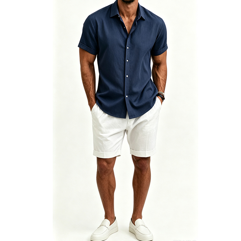 Men's  Cotton Linen Shirt Set  - Linen Shirt Breathable recension och pris