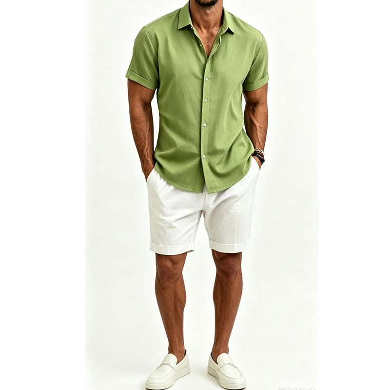Men's  Cotton Linen Shirt Set  - Linen Shirt Breathable recension och pris